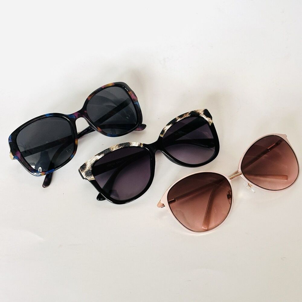 3 Foster Grant PANAMA JACK Cat Eye Sunglasses Snakeskin Pink Tortoiseshell READ